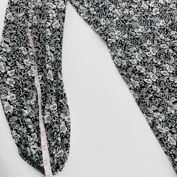 Banana Republic Womens Dress Size 4 Tall Black Floral Keyhole Long Sleeve Mini - Picture 11 of 11